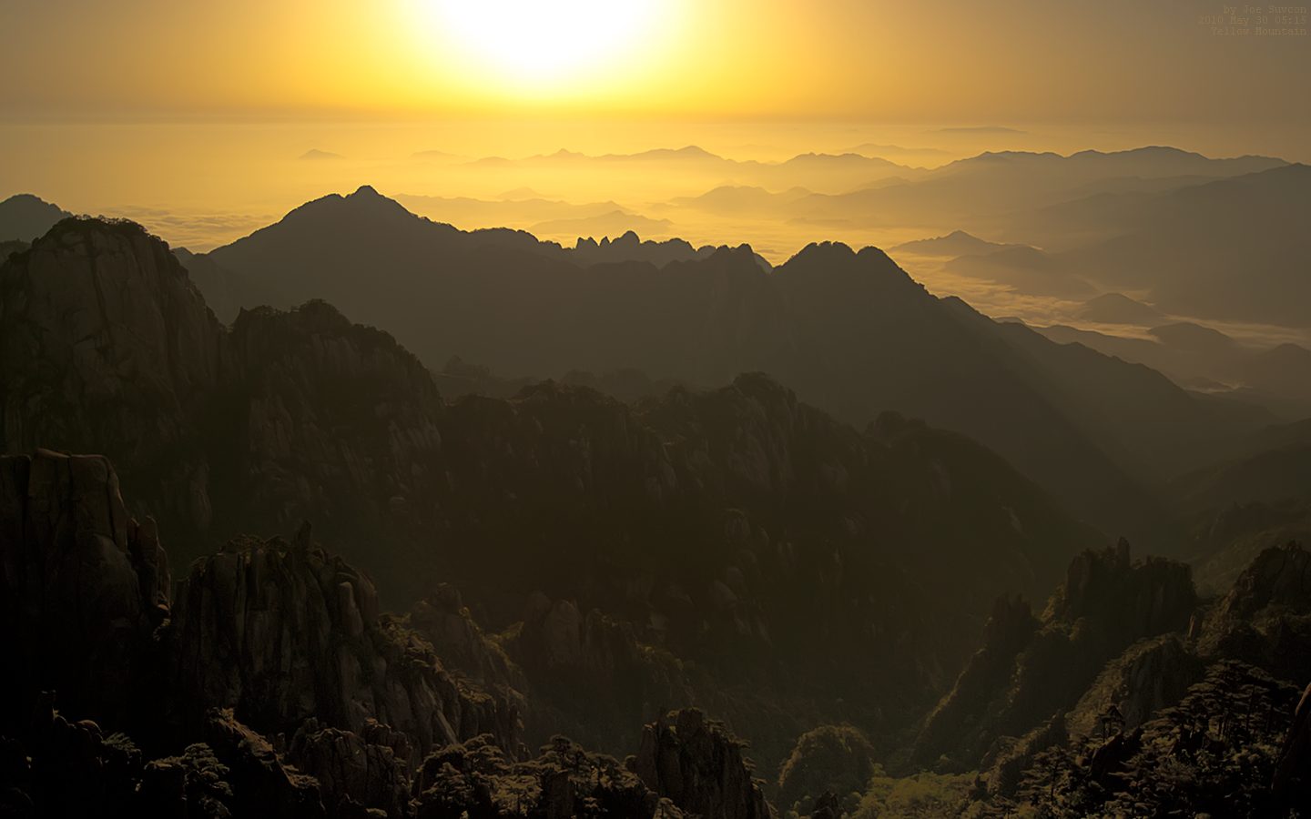 the sun rise,top of yellow mountain.