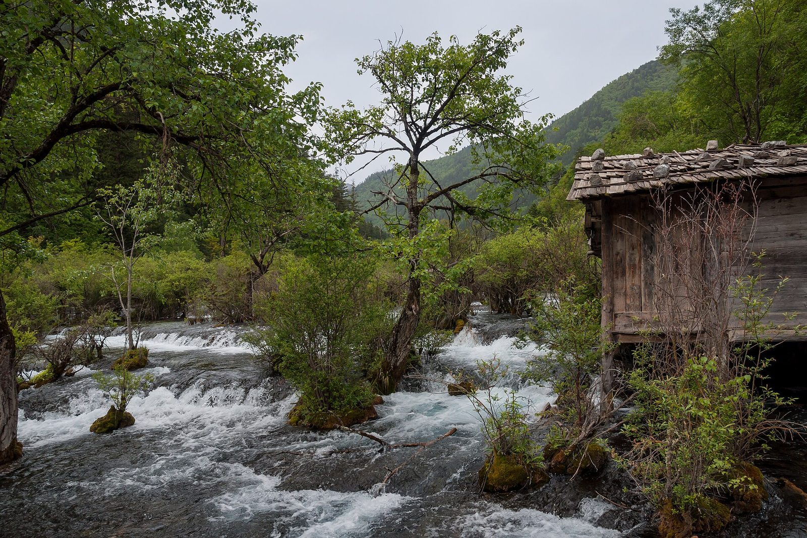 Jiuzhaigou Valley, Sichuan, China: Water mill at Shuzheng Lakes